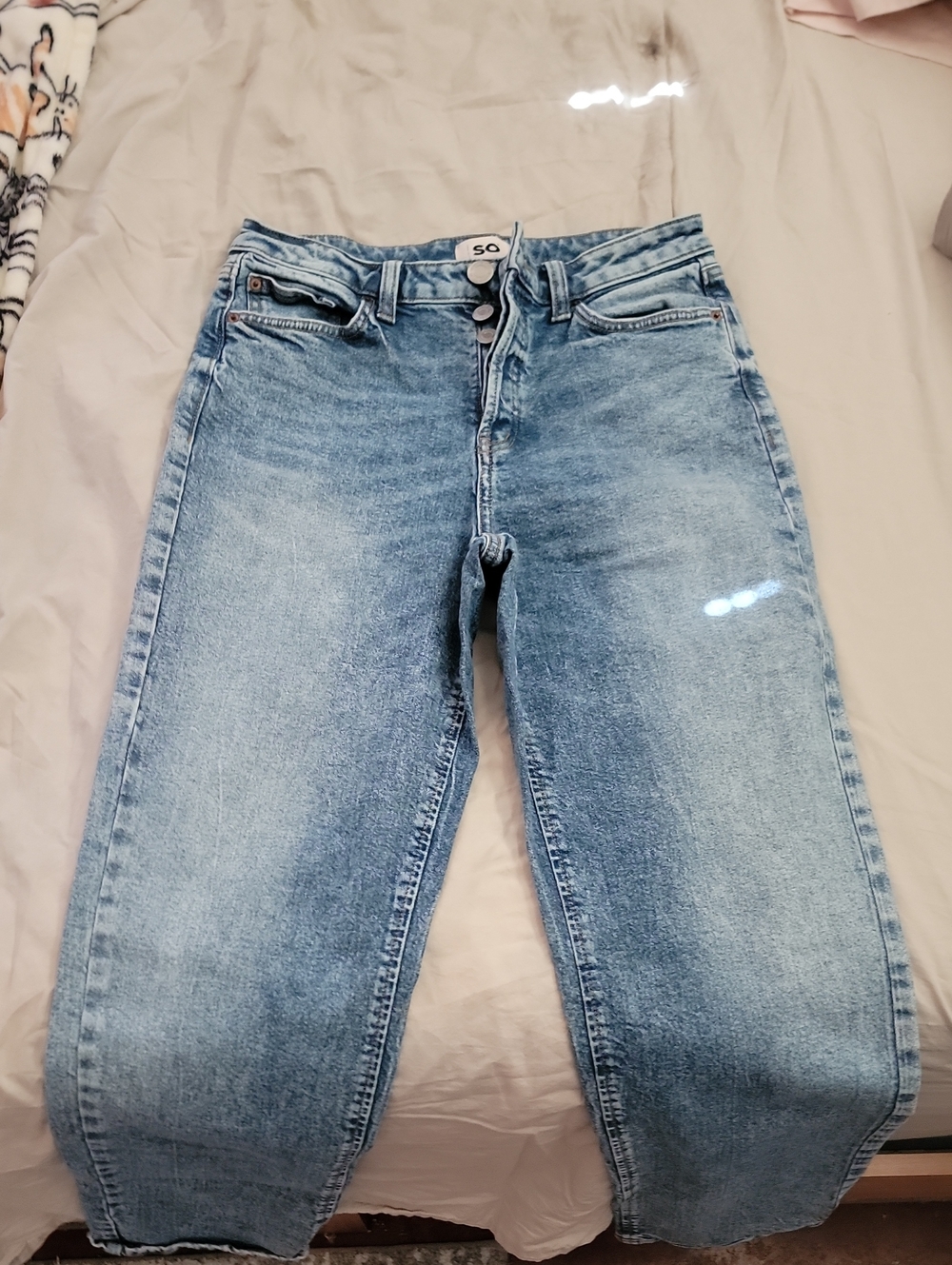 SO Light Wash Button Fly Jeans